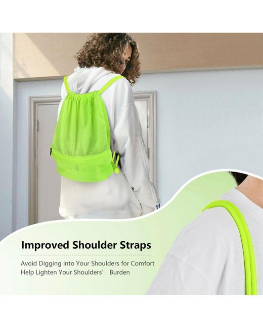 SUGIFT Green Drawstring Backpack String Bag Foldable Sports Sack