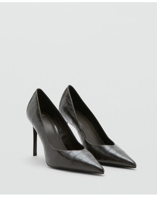 Mango Black Croc-effect Heeled Shoes