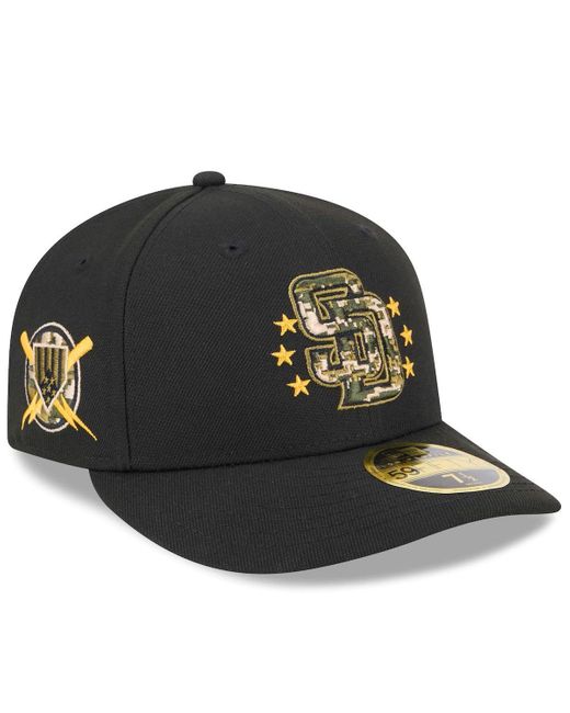 KTZ Black San Diego Padres 2024 Armed Forces Day Low Profile 59fifty Fitted Hat for men