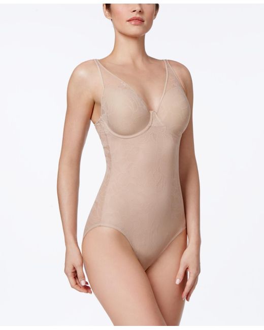 Bali Ultra-light Firm Tummy-control Sheer Lace Body Briefer 6552 in Natural