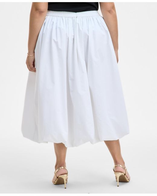 On 34th White Trendy Plus Size Bubble-hem Midi Skirt