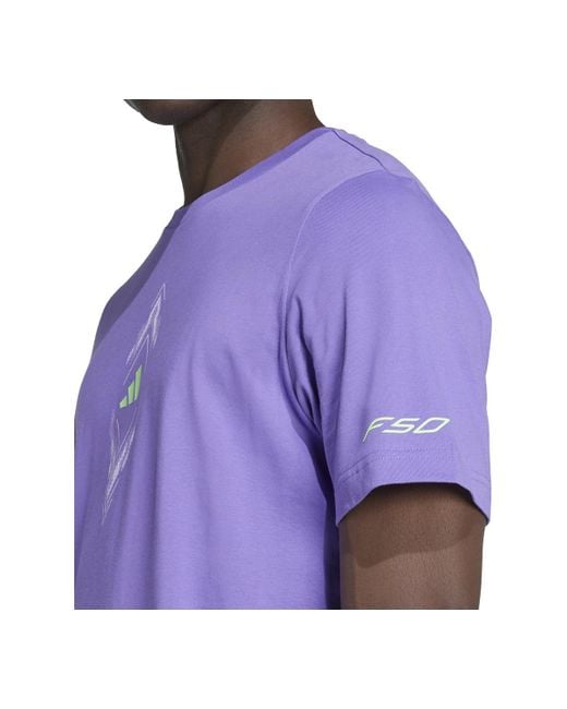 Adidas Purple F50 Logo Graphic T-shirt for men