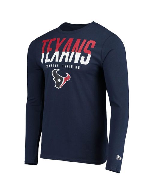 KTZ Blue Houston Texans Combine Authentic Split Line Long Sleeve T-shirt for men
