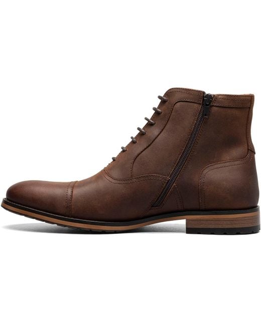 Stacy Adams Brown Porter Cap Toe Side Zip Boots for men
