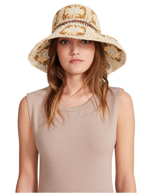 Steve Madden Crocheted Granny Square Bucket Hat in Tan (Natural) | Lyst ...