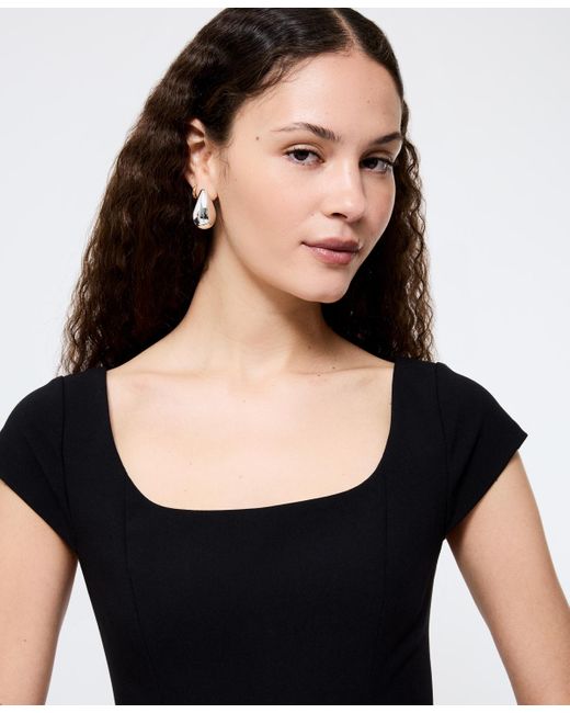 French Connection Black Azra Twill Cap-sleeve Mini Dress