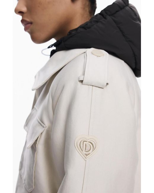 Desigual Natural Long Lightweight Padded Coat