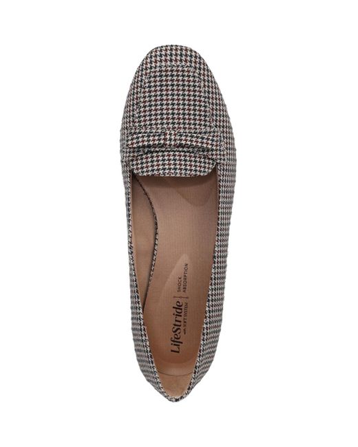 LifeStride Gray Claudine Square Toe Block Heel Ballerina Flats