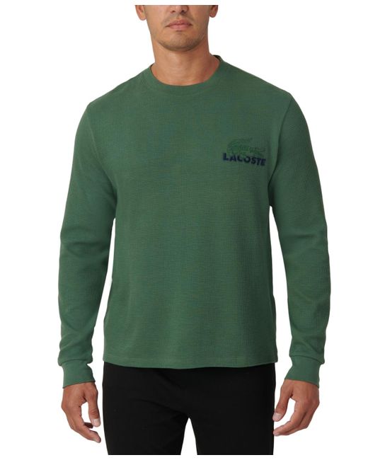 Lacoste Green Large Croc Thermal Waffle Sleep Shirt for men