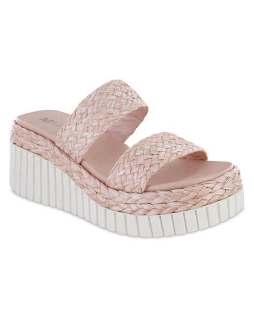 MIA Pink Zayla Raffia Wedge Slide Sandals