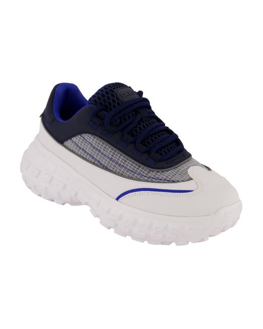 DKNY Blue Mixed Media Low Top Lightweight Sole Trekking Sneakers for men