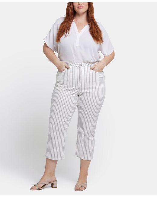 NYDJ Women's White Plus Size Joni Relaxed Capri Jeans