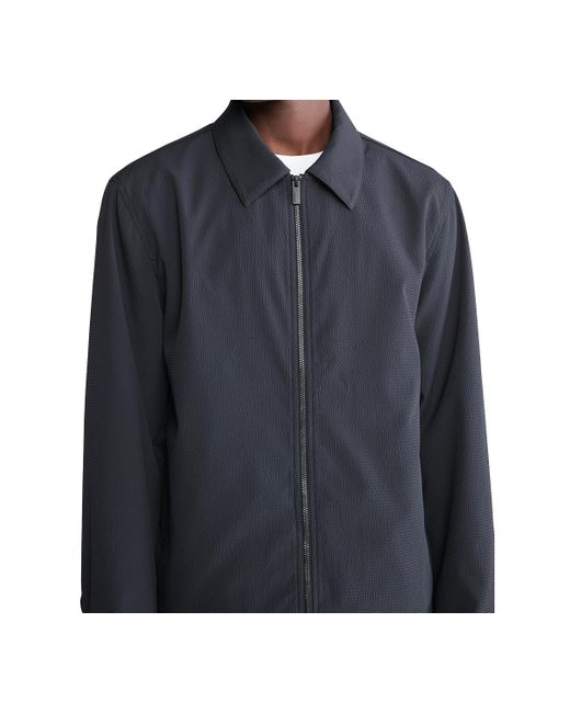 Calvin Klein Blue Seersucker Long Sleeve Zip-front Shirt-jacket for men