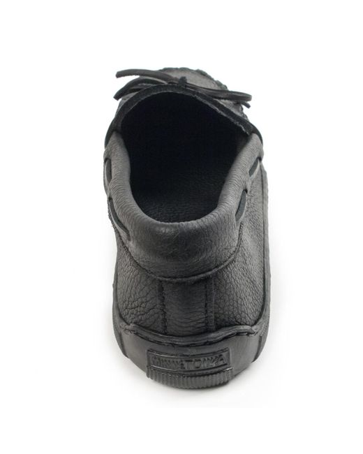 Minnetonka Black Moosehide Classic Loafers for men