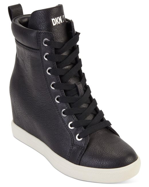 DKNY Black Calz Lace-up Hidden-wedge High-top Sneakers
