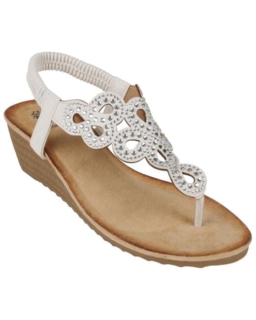 Gc Shoes White Madelyn Embellished Wedge Sandals