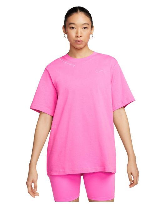 Nike Pink Cotton Sportswear Essential T-shirt