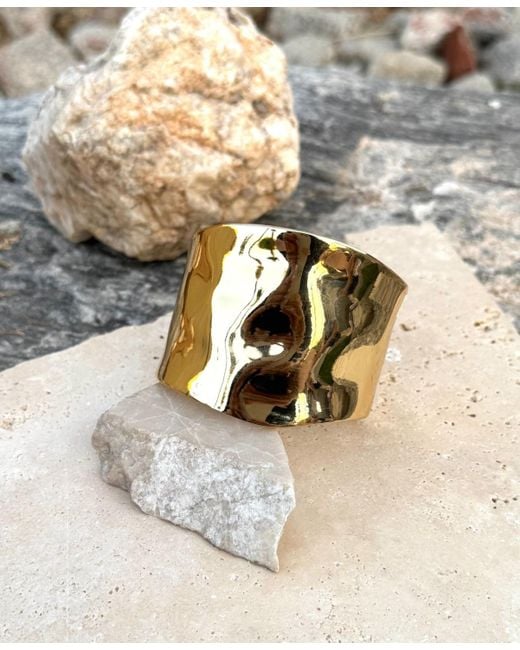 Adornia Natural Tall Hammered Bangle