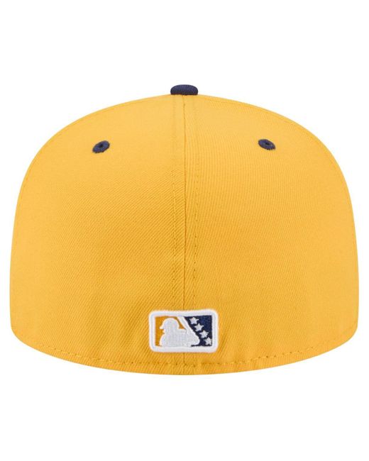 KTZ Yellow Gold/navy Montgomery Biscuits Authentic Collection 59fifty Fitted Hat for men