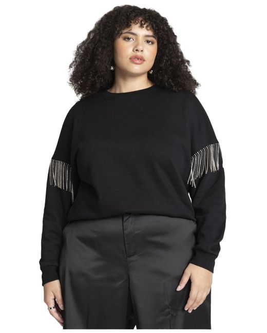 Eloquii Black Plus Size Embellished Sweatshirt