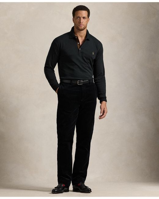Polo Ralph Lauren Black Classic Fit Soft Cotton Long - Sleeve Polo Shirt for men