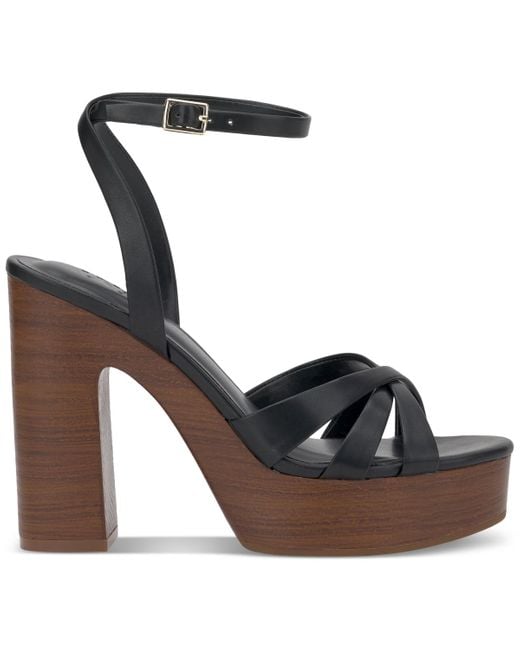 INC International Concepts Black Jacel Platform Sandals