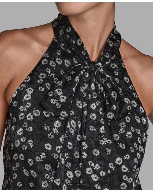 BCBGMAXAZRIA Gray Sleeveless Tie Neck Top