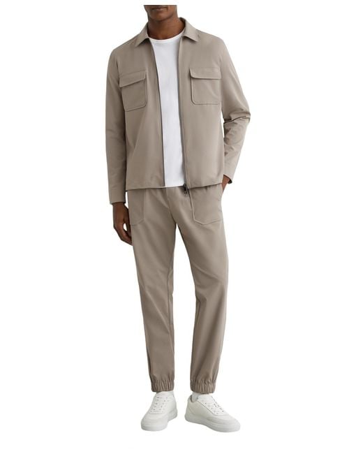 Reiss Gray Ascend Technical Cuffed Drawstring Pants for men