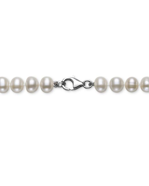 Macy's Metallic White Cultured Freshwater Pearl (6mm) Necklace And Matching Stud (7-1/2mm) Earrings Set