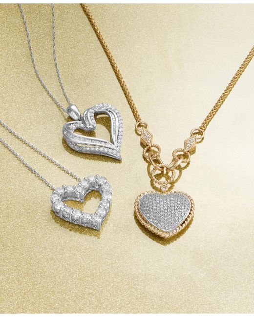 Effy Royale Bleu 14K White Gold Blue Sapphire and Diamond Heart Necklace