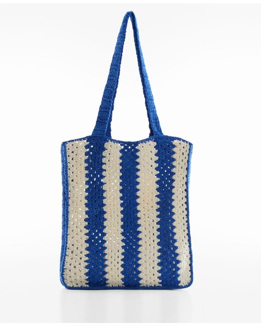 Mango Blue Bucket Crochet Handbag