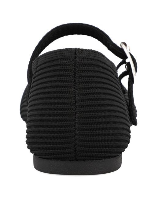 MIA Black Mary Jane Strap Knit Flats
