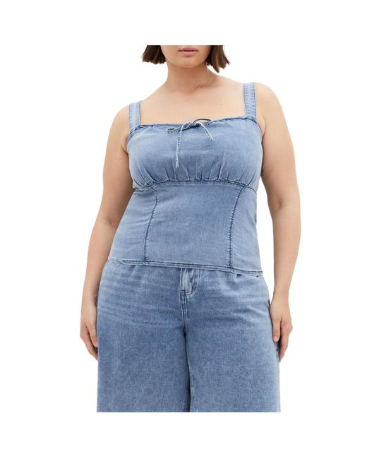 City Chic Blue Plus Size Abbie Denim Top