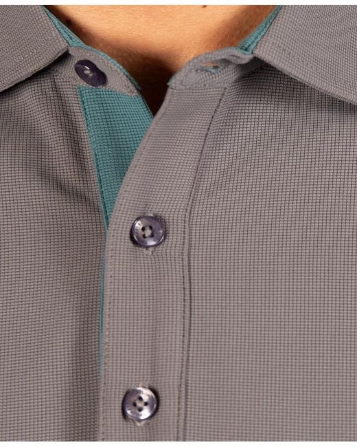 Tailorbyrd Gray Micro Grid Performance Polo for men
