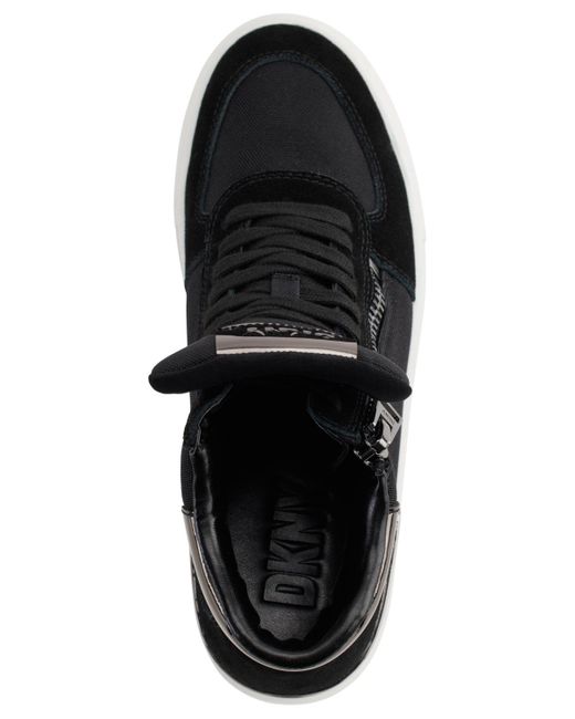 DKNY Black Cindell Lace-up Zipper High Top Sneakers