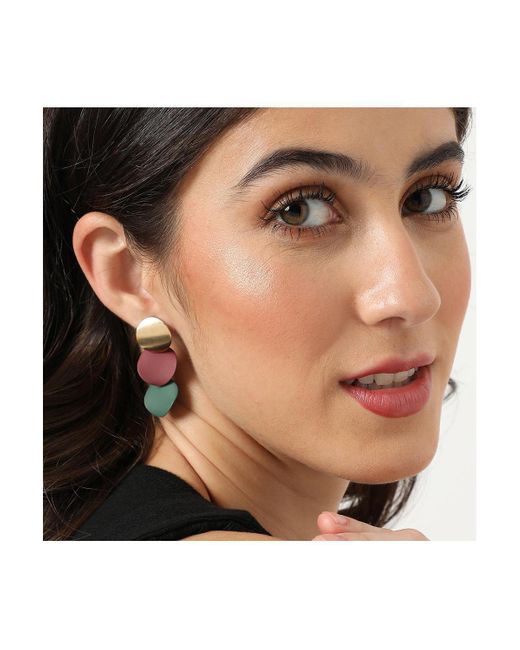SOH Green Plated Designer Drop Earrings