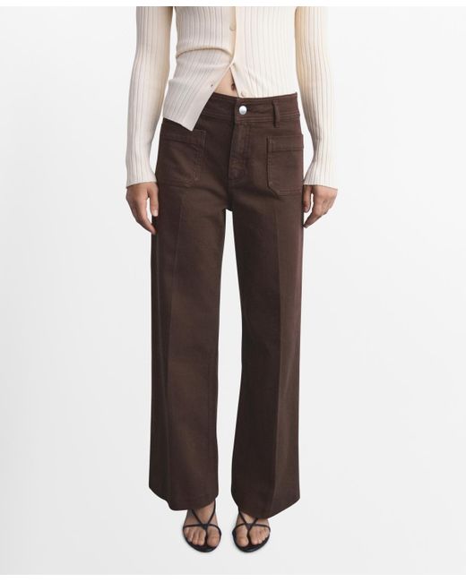 Mango Brown Pockets Wide Leg Jeans