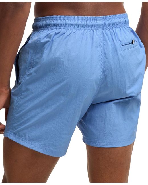 Boss Blue Boss By Vertical-logo Quick-dry Poplin Swim Shorts for men