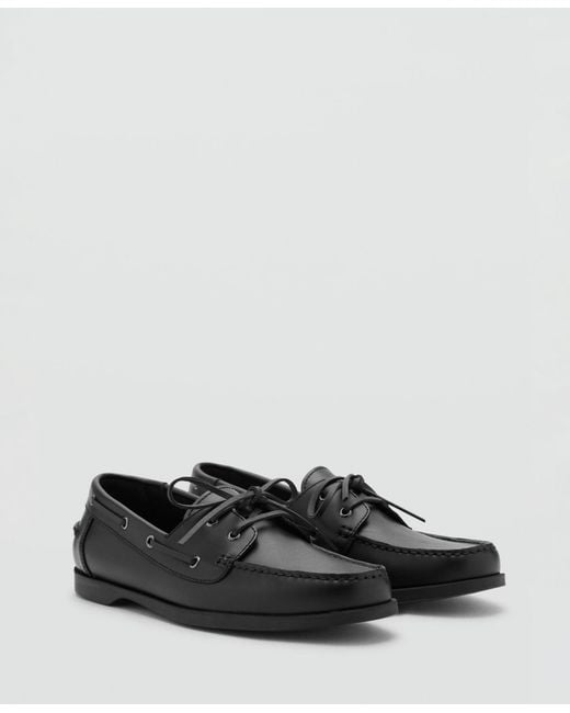Mango White Leather Nautical Shoes for men