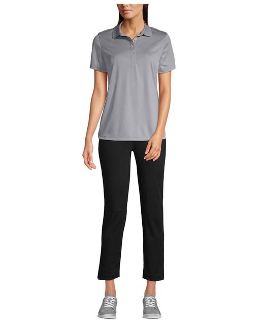 Lands' End Gray Short Sleeve Solid Active Polo