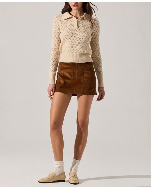 Astr Brown Aspyn Collared Sweater