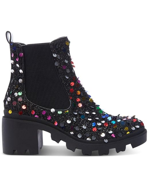 betsey johnson rhinestone boots black