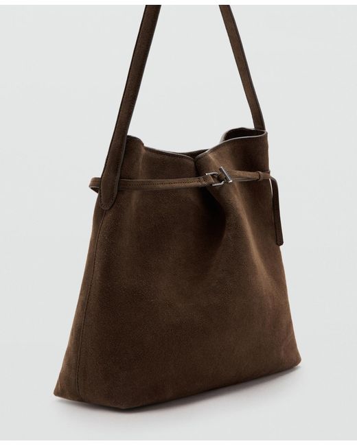 Mango Brown Suede Bucket Bag