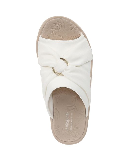 LifeStride White Serenade Washable Slide Wedge Sandals