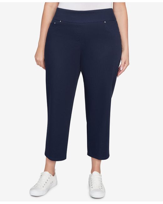Ruby Rd Blue Plus Size Soft Denim Faux Pocket Pants