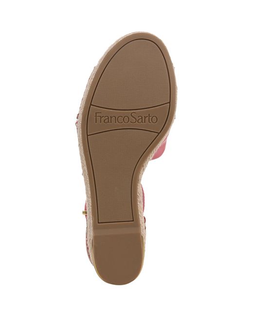 Franco Sarto Pink Clementine Open Toe Espadrille Wedge Sandals