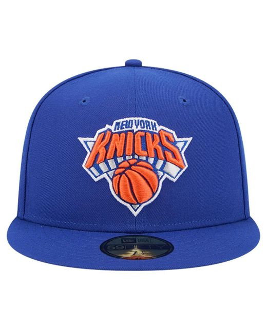 KTZ Blue New York Knicks Court Sport Leather Applique 59fifty Fitted Hat for men