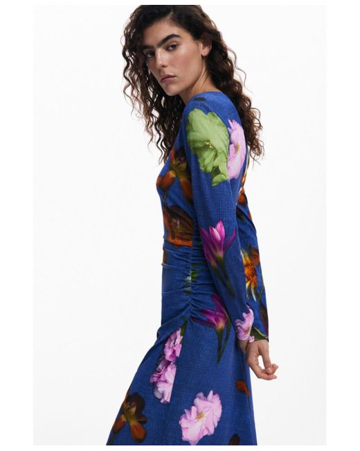 Desigual Blue Asymmetric Midi Dress