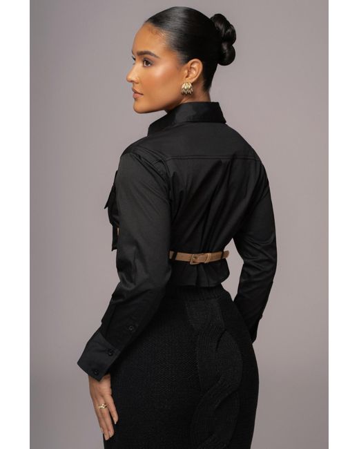 JLUXLABEL Gray Close To You Collared Top