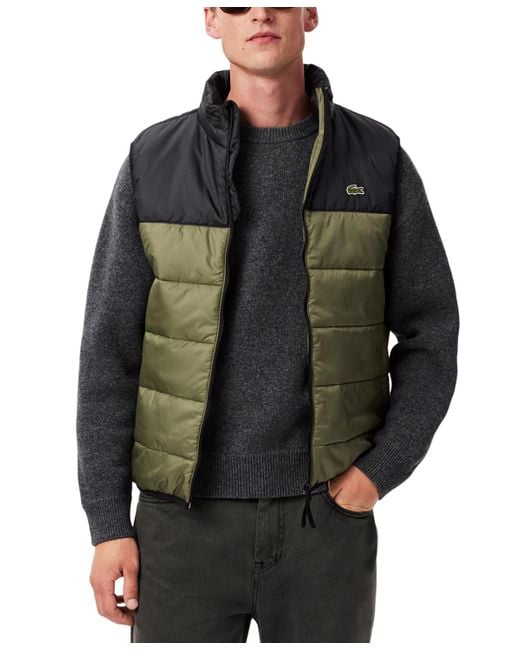 Lacoste Gray Hooded Puffer Vest for men